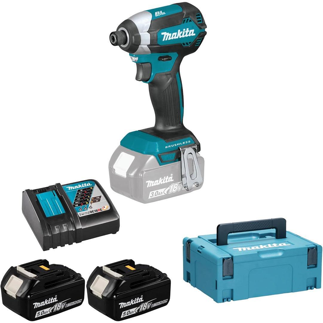 Makita DTD153RTJ 18V LXT Brushless Impact Driver Kit – Includes 2 x 5.0Ah Batteries, Fast Charger, and MAKPAC Storage Case