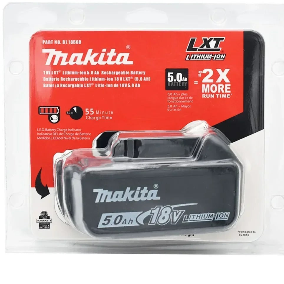 Makita 18V 5.0Ah Lithium-Ion Battery 2-Pack – High-Capacity Power for LXT Tools (Compatible with BL1860B, BL1860, BL1850 Models).