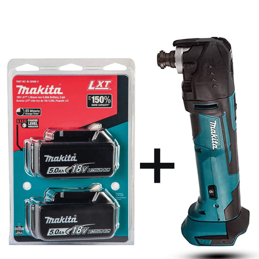 Makita DTM51Z 18V LXT Multi-Tool – Features Tool-Free Blade Change and Comes with 2 x 5.0Ah Batteries